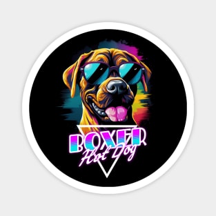 Retro Wave Boxer Hot Dog Shirt Magnet